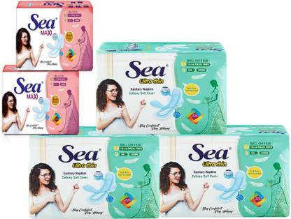 Sea Thin Anti Bacterial Rash Free Cottony Soft Sanitary Pads, Sanitary Pad