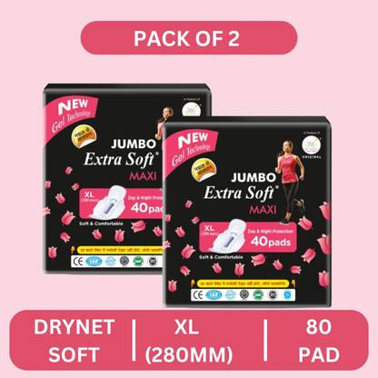 Extra Soft Jumbo Maxi XXL Sanitary Pads | 320mm | Pack of 2 Sanitary Pad