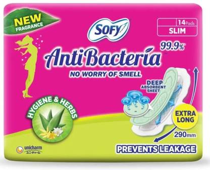 SOFY Anti Bacteria Extra Large Sanitary Pads XL 290mm - (14 Pads) Sanitary Pad