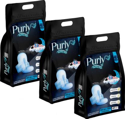 Purly Super Soft Sanitary Napkins for Overnight Protection (Pack of-3) Sanitary Pad