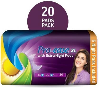 Pro-ease XL With Extra Night Pads (14Day + 6Night) Pack Sanitary Pad