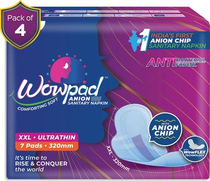 Wowpad Ultrathin Comforting Soft XXL 28 Sanitary Pads 320 MM, (7 Pads x Pack Of 4) Sanitary Pad