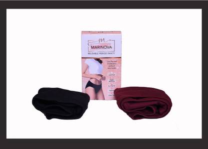 Marinova Reusable | Leak Proof Period Panty 5 Layer Black & Maroon(Size L, Waist:34-37") Pantyliner