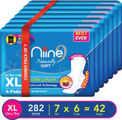 नीन Naturally Soft Ultra Thin XL Sanitary Pads (Disposable Bags Inside)
