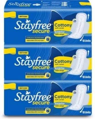 STAYFREE secure cottony regular, 18x3 napkins Sanitary Pad
