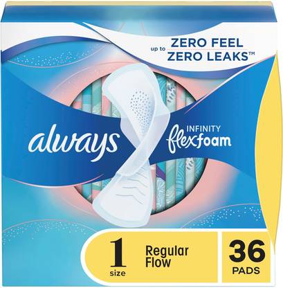 Always Infinity Pads With Wings, Regular Absorbency , 36 count , Pack of 2 Sanitary Pad
