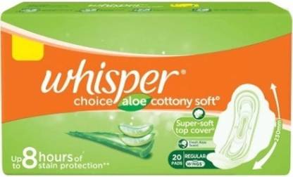 Whisper Choice aloe cottany soft regular wings - 20 Counts Napkins Sanitary Pad