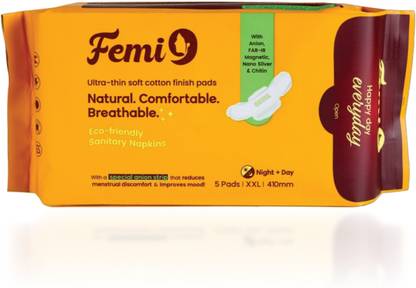 Femi9 Heavy Flow Period Pads for women XXL - Pack of 5| Overnight Protection Sanitary Pad