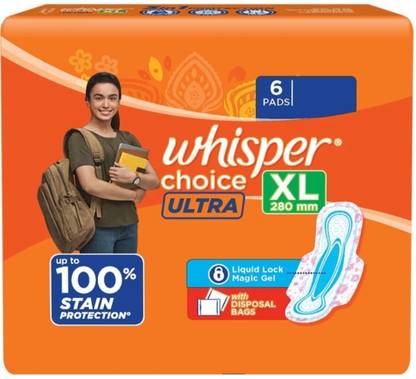 Whisper Choice Ultra Sanitary Pads Large Size - 6 Piece Sanitary Pad