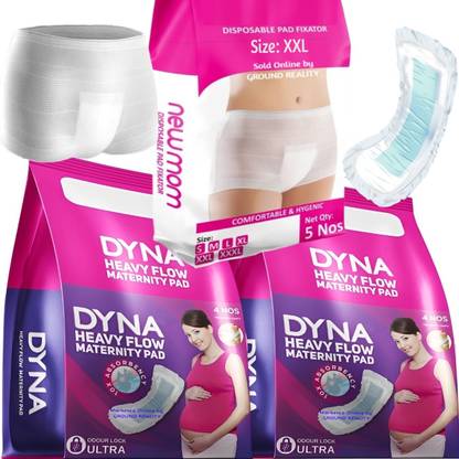 Dyna 7 XXL Newom Pad Fixator Panty + 8 New Mom Maternity Pads Heavy Flow Super Soft Sanitary Pad