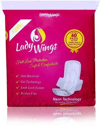 LADY WINGS Pads with Cottony-Soft Top Layer Sanitary Pad