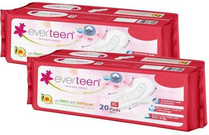 everteen XL Cottony-Soft Sanitary Pads (Neem, Safflower) 40pcs Sanitary Pad