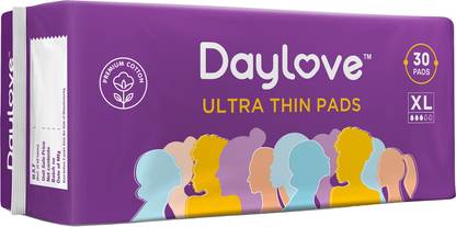 Daylove Ultra Thin Sanitary Pads XL - 30 Pads, Max Soft, Extra Absorbent & Skin Friendly Sanitary Pad