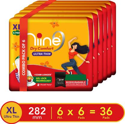 niine Dry Comfort Ultra Thin XL with Disposable Bags Inside | Leak-Proof Protection Sanitary Pad