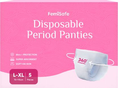 FemiSafe Disposable Period Panties | Leak proof, Ultra soakage & 360 degree coverage Sanitary Pad