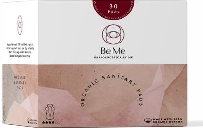 BE ME Rash-Free Sanitary Pads Micro Thin Ultra Soft Superior Absorbency (10R+10L+10XL - For Normal/Medium/Heavy Flow - Disposable Pouch with each pad) Sanitary Pad