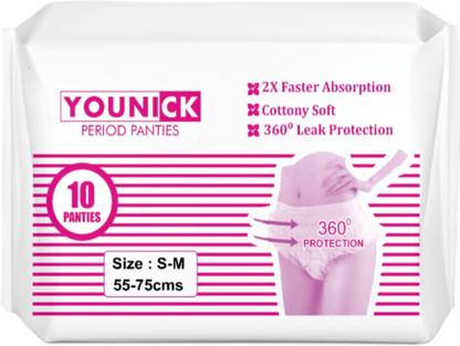 YOUNICK Super Absorbent Period Panty - Size S-M (20-28 inches / 50-70 cm) Pantyliner