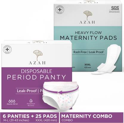 AZAH Postpartum Period Care Combo | Organic Maternity Pads & Disposable Period Panty Sanitary Pad