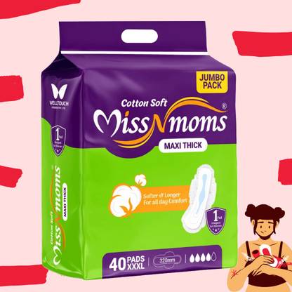 MISS N MOMS XXXL Cotton Soft 320mm | Maxi Thick | Heavy Flow Care Sanitary Pad