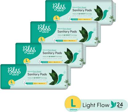 ब्लिसनेचुरल Organic Sanitary Pads For Women| Combo Pack | Size - L | Pack Of 24 Pads