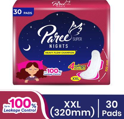 Paree Super Nights Soft & Rash Free Double Feather XXL 30 Pad, For Leakage Protection Sanitary Pad