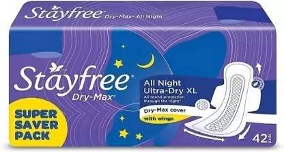 STAYFREE All Night Drymax Ultra Dry Pads of 42 Sanitary Pad