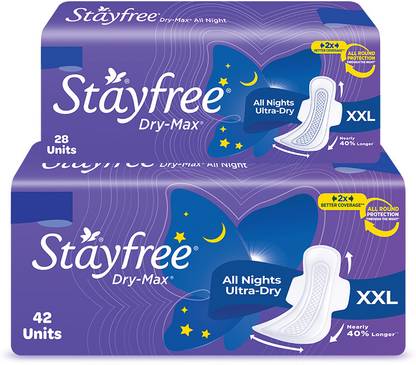 STAYFREE All Nights| All round protection through the night| 2x better coverage Sanitary Pad