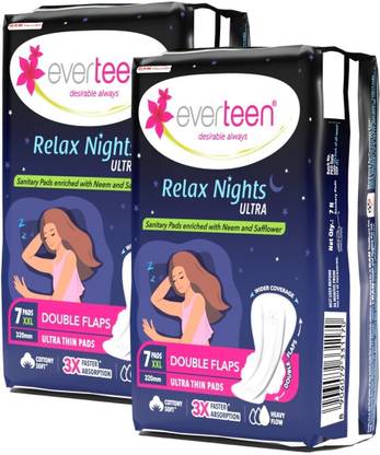 everteen XXL Relax Nights Ultra Thin Sanitary Pads - 2 Packs (7 Pads, 320mm Each) Sanitary Pad