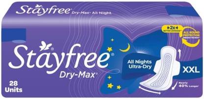 STAYFREE Dry Max All Night XXL (28 pads) Dry Cover Sanitary Pads Sanitary Pad