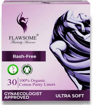 FLAWSOME Panty Liner, Organic Cotton, Unscented, Rash-Free, Pantyliner