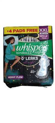 Whisper ULTRA BINDAZZZ NIGHTS XXL 317 MM-40 + 4 PIECE HH 73 Sanitary Pad