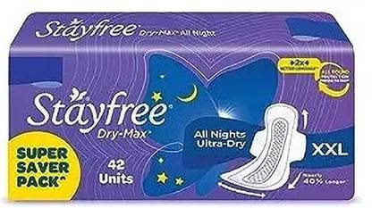 STAYFREE Dry Max XXL | 42 Pads | All Night XXL Dry Cover Sanitary Pads Sanitary Pad