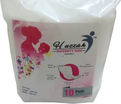 Huzzah Maternity Pad -Cotton Soft After Delivery Pad For New Mom -10 Sanitary Pad