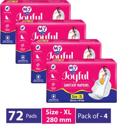 MYAID JOYFUL Sanitary Pad, Comfortable, Soft, Leak-Proof, Rash-Free & Odour Control (72 Pads) Sanitary Pad