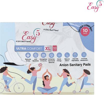 Easy5 Sanitary Pads for Women. No Rashes, Cotton Feel Top Layer & Extra Wide Coverage Sanitary Pad