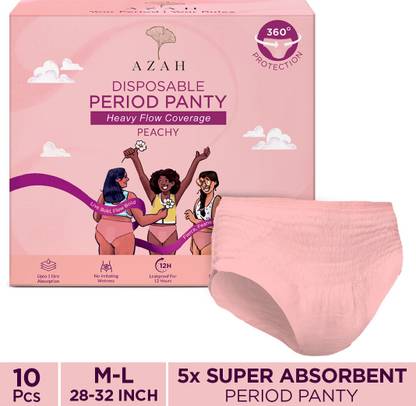 AZAH Disposable Period Panty for Girls | Peachy New Look | Heavy Flow Coverage Sanitary Pad