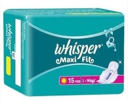 Whisper Maxi Fit L Wings Napkins for Women, Large, 15 Pads Sanitary Pad