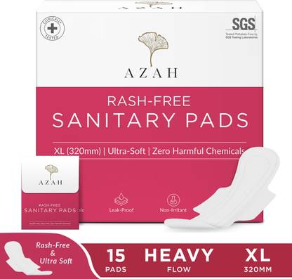 AZAH Rash-Free Napkins XL for Heavy Flow | Leak Proof & Cottony Soft|Disposal Bags Sanitary Pad