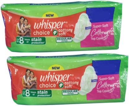 Whisper Choice cottony soft regular 6+6 pad pack of 2 Sanitary Pad
