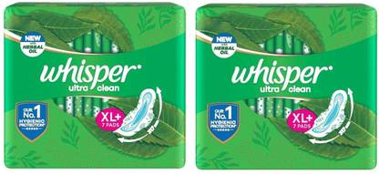 Whisper Ultra Clean Sanitary Napkin with Wings (XL+) 14 Sanitary Pad
