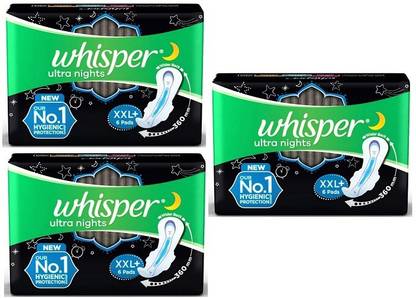 Whisper Ultra Nights XXL Plus - 6+6+6 Pads Sanitary Pad