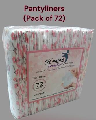 Huzzah 72 Pantyliners for white discharge,intimate hygiene, light period days Pantyliner