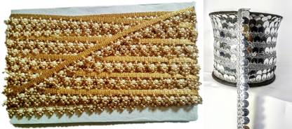 KRIVITY lace border combo pack of 2 piece 4 meter multicolor total 8 meter,Border No-73 Lace Saree Falls