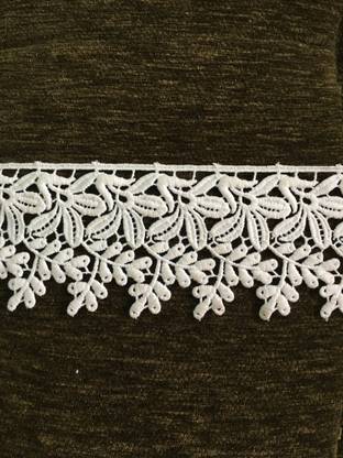 Dasync broad white crochet 6 cm croshia crosia Lace 9m lenght Cotton Blend Saree Falls