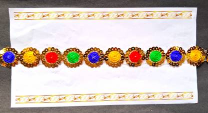 Pachrangi now beautiful look round gold Sequin round multi pati 3 meter 2.50cm Lace Saree Falls
