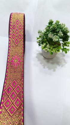 ALLROUNDLACES 18 MEATER PATTERN ROYAL PINK BARFI KATLI 6 JARIGOLD Lace Saree Falls