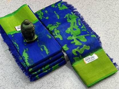 KARIZMA Blue silk cotton Cotton Silk Saree Falls