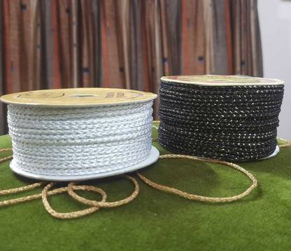 fim fashion DORI PACK OF 2*9 MTR EACH BLACK,WHITE Nylon Saree Falls