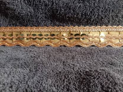 PACHRANGI FASHION FAB BAZAAR curve+satari+strip mix lace 9meter chiku gold 4cm Lace border Saree Falls Lace Saree Falls
