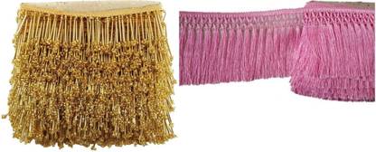 KRIVITY lace border combo pack of 2 piece 4 meter multicolor total 8 meter,Border No-66 Lace Saree Falls